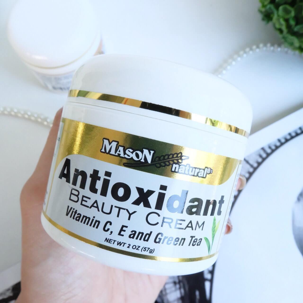 Mason Natural,mason natural reviews,Antioxidant Beauty Cream with Vitamin C E and Green Tea 57g. ,ครีมบำรุงผิวหน้า,เมสัน แอนตี้ออกซิเดนท์ครีม,